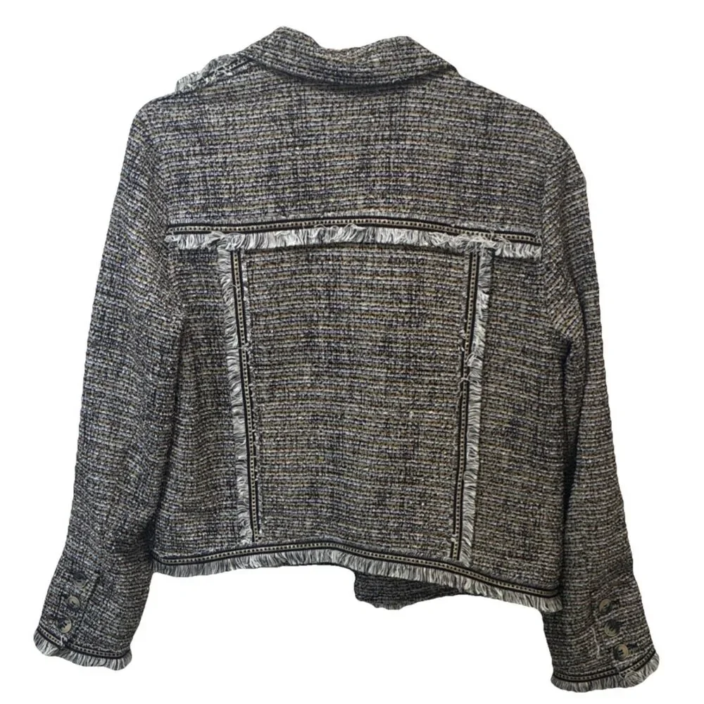 Liverpool Multicolor Tweed Fringe Button Jacket Women’s Size S Lined
